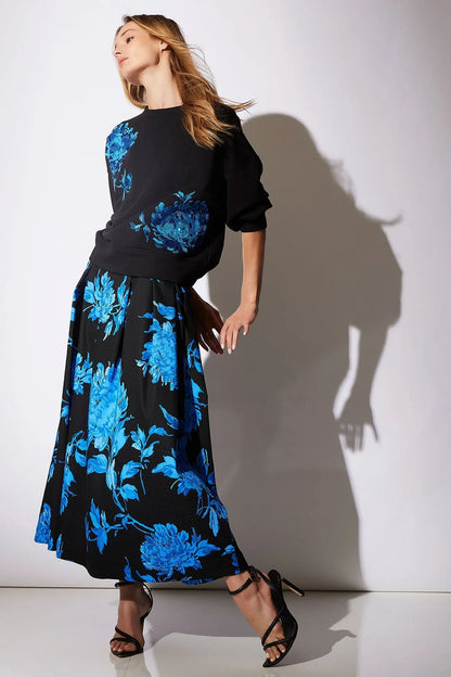 NATORI Miyako Printed Cotton Chino Maxi Skirt