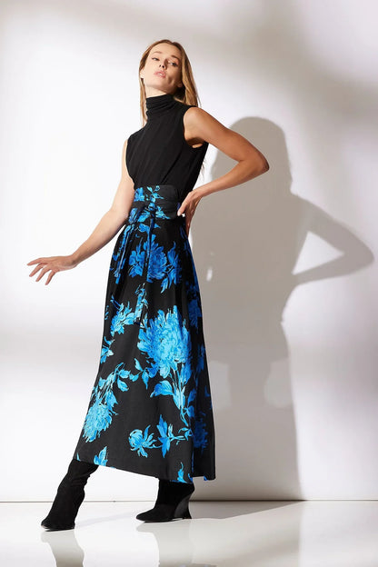 NATORI Miyako Printed Cotton Chino Maxi Skirt