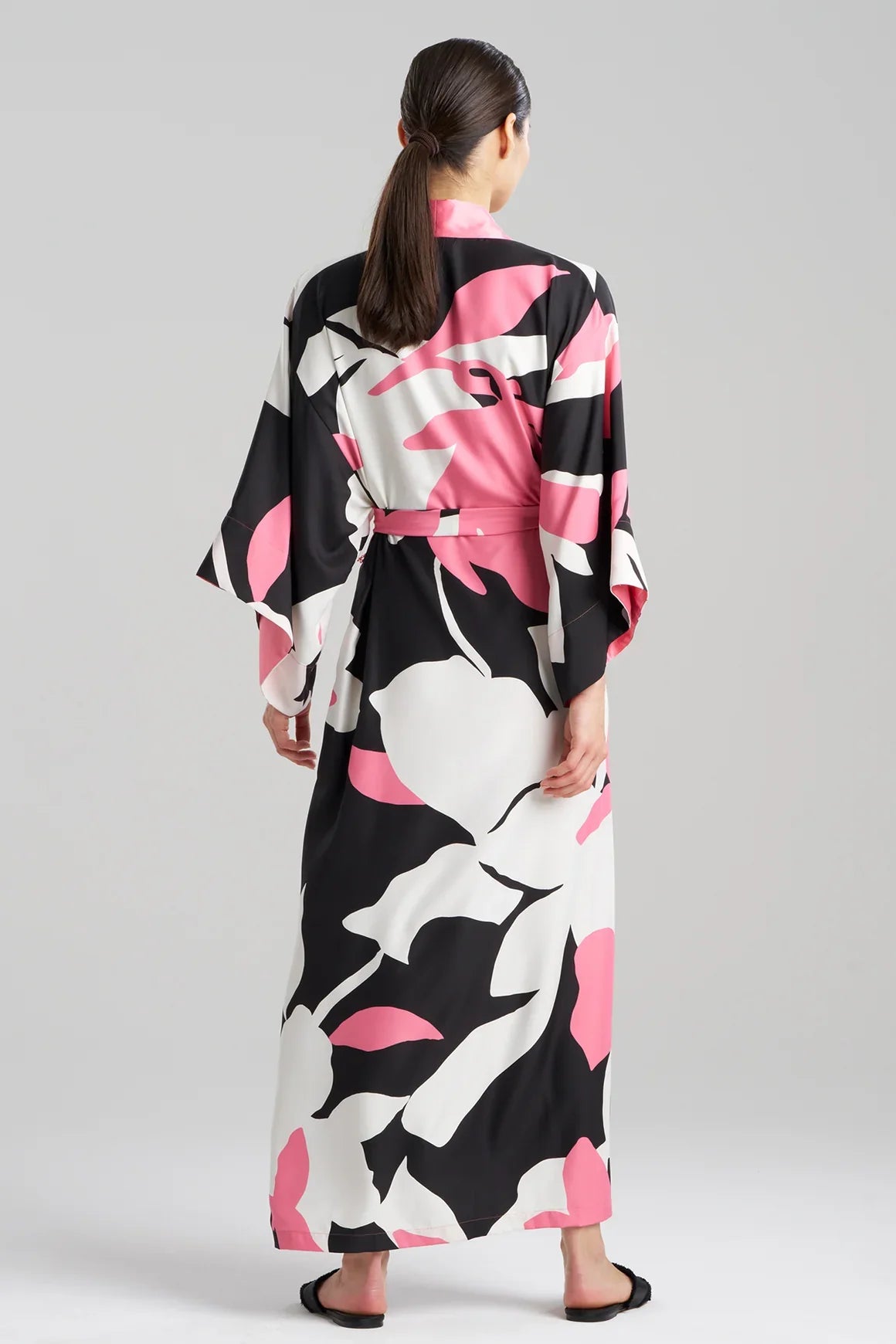 Natori Niwashi Long Kimono - Pink/Black