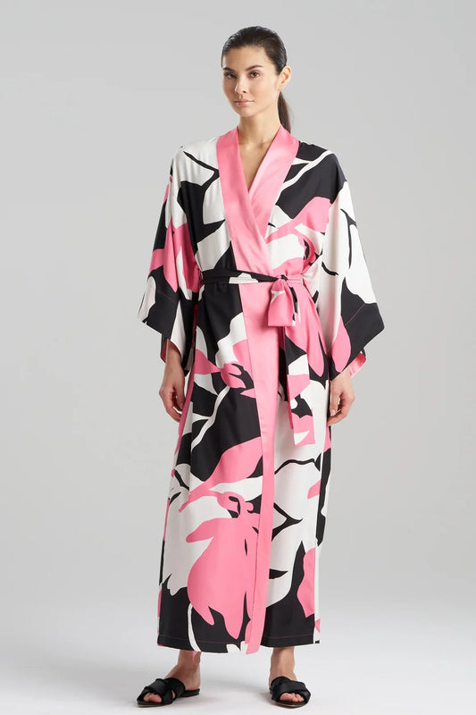 Natori Niwashi Long Kimono - Pink/Black