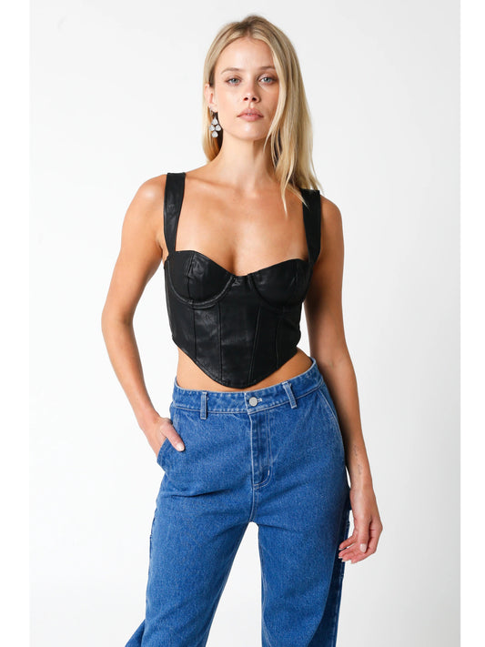 Ruby & Jenna Women's Leather Bustier