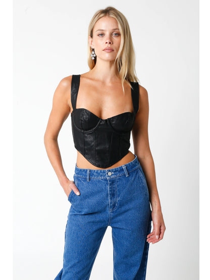 Ruby & Jenna Women's Leather Bustier