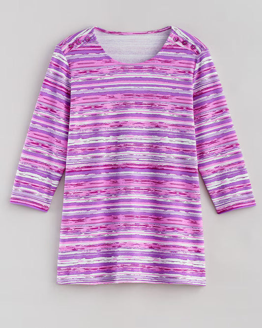 BLAIR Women's Tops Essential Knit Button-Trim Top 2 (Misses) -x3