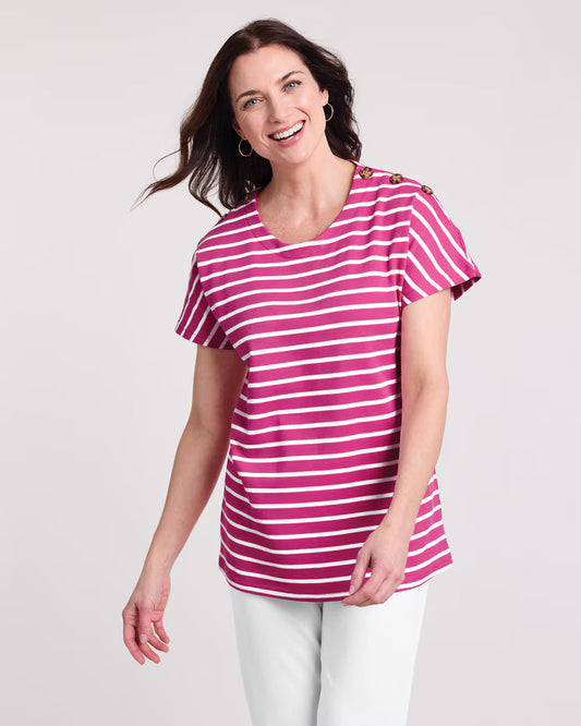 BLAIR Women’s Top Essential Knit Dolman Button Trim Top 2 (Misses) - x3