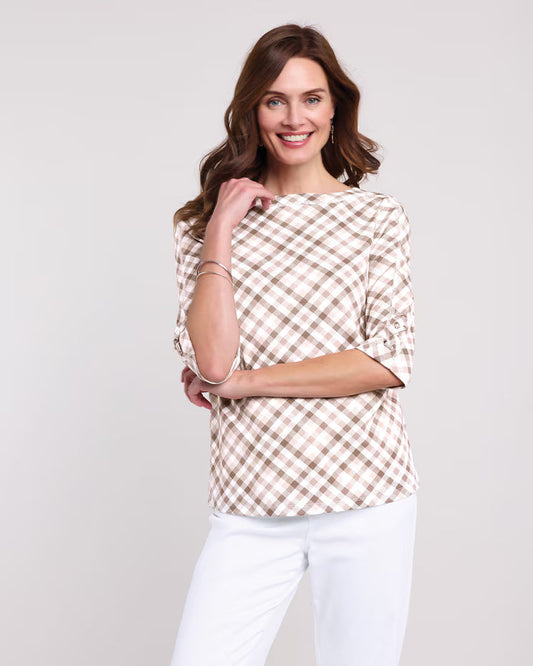 BLAIR Women's Tops Three-Quarter Sleeve Criss-Cross Sailor Top (Petite) - x4