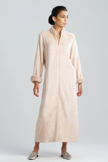 Natori Plush Sherpa Zip Lounger - Beige