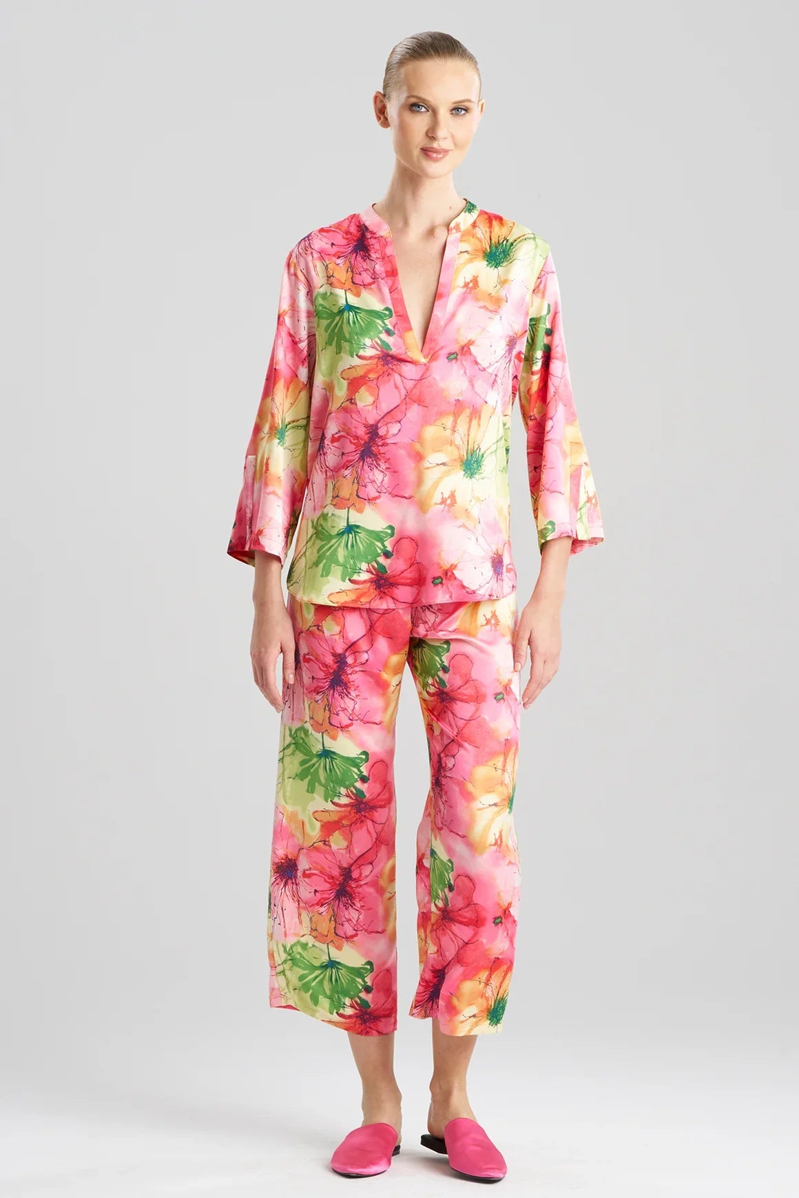 Natori Radiance Satin Long Sleeve PJ - Multi