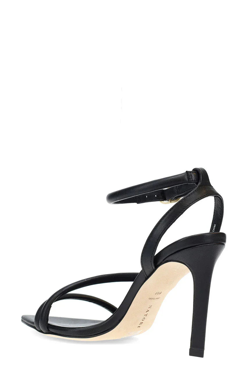 Natori Reiki Nappa Leather Ankle Strap Heel - Black
