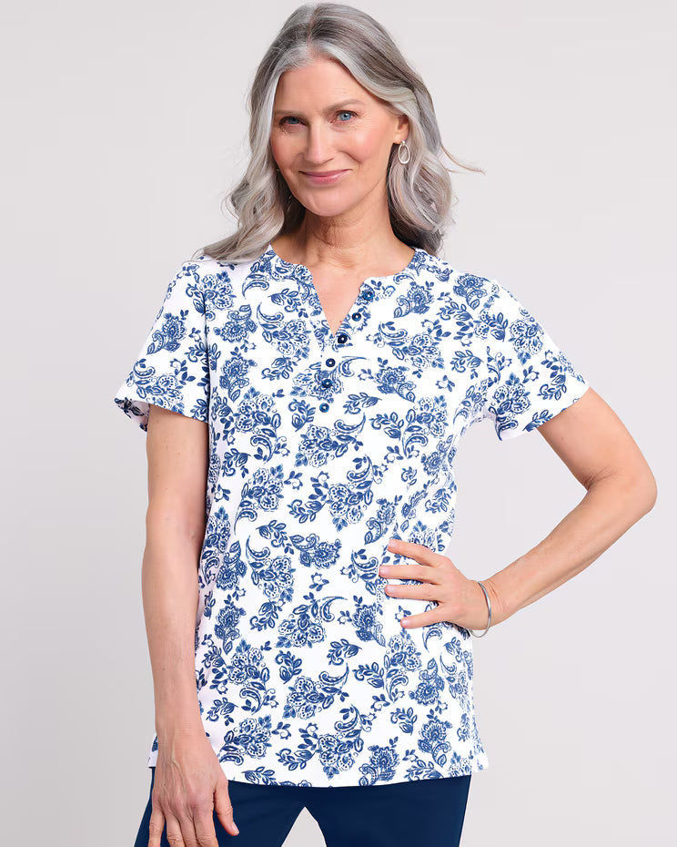 BLAIR Women's Tops Essential Knit Short Sleeve Henley 2 (Misses) - x4