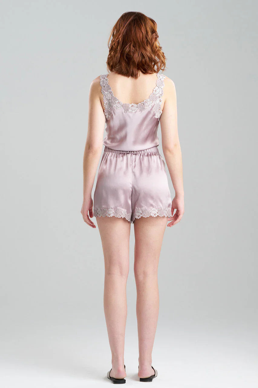 NATORI Rose Parfait Lace Trim Silk Shorts