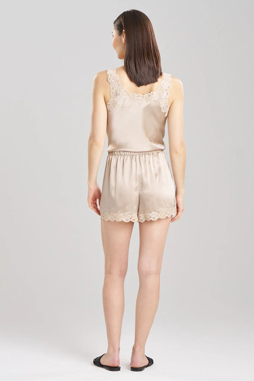 NATORI Rose Parfait Lace Trim Silk Shorts