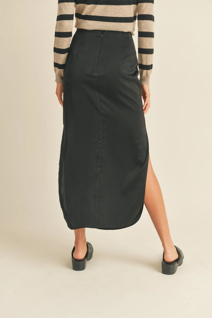 Ruby & Jenna Women's Satin Side Slit Skirt