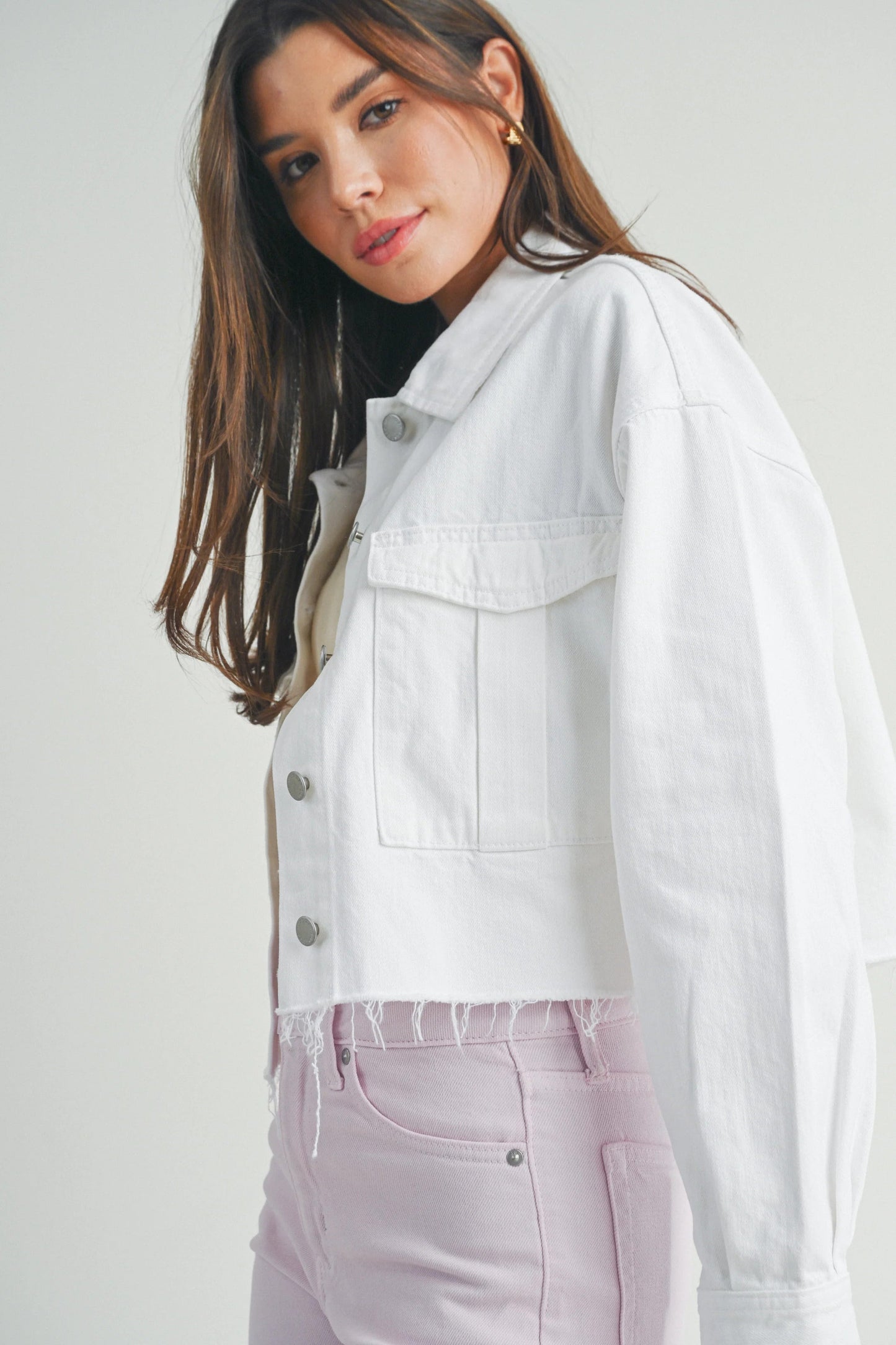 Ruby & Jenna Women's Cargo Denim Jacket