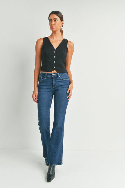 Ruby & Jenna Women's Just Black - Low Rise Flare