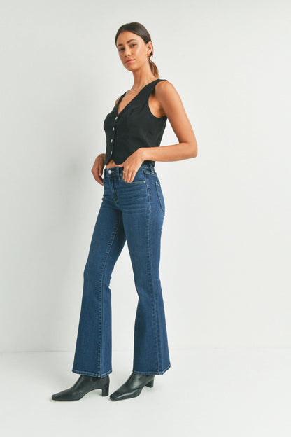 Ruby & Jenna Women's Just Black - Low Rise Flare