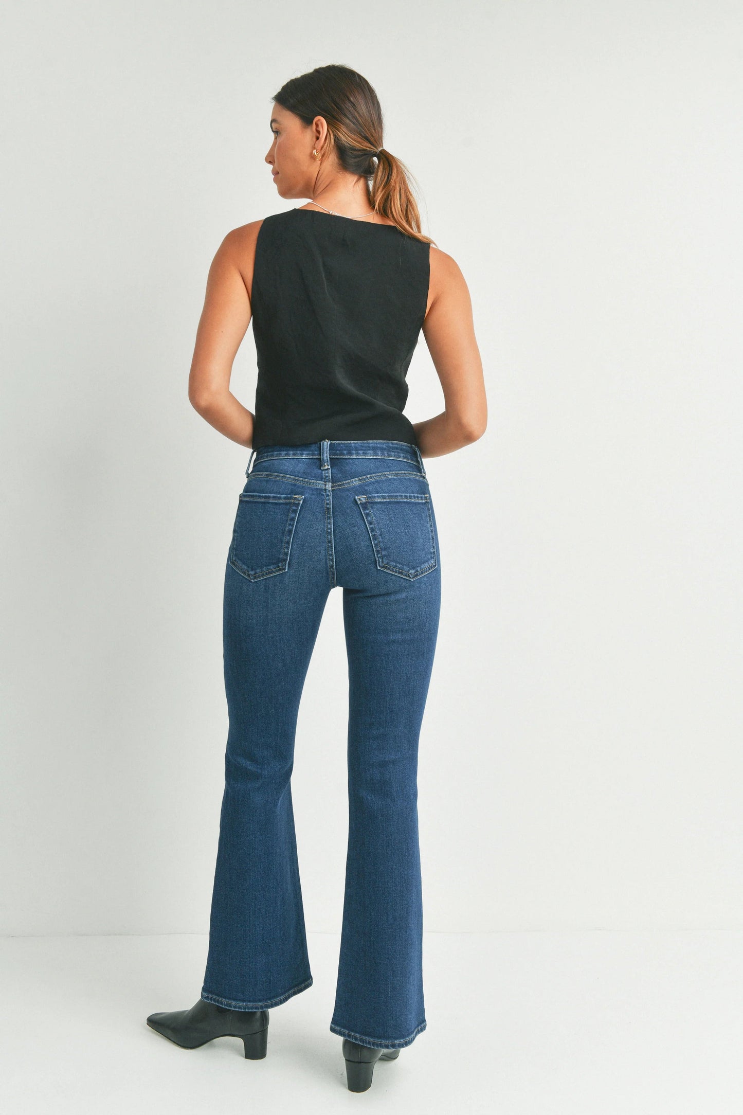 Ruby & Jenna Women's Just Black - Low Rise Flare