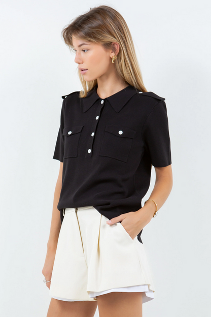 Ruby & Jenna Women's Polo Shirt Pocket Detail