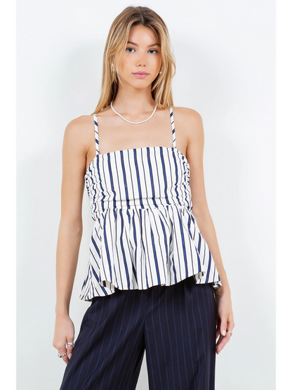 Ruby & Jenna Women's Ballon Hem Top Smocking and Shirring Detail