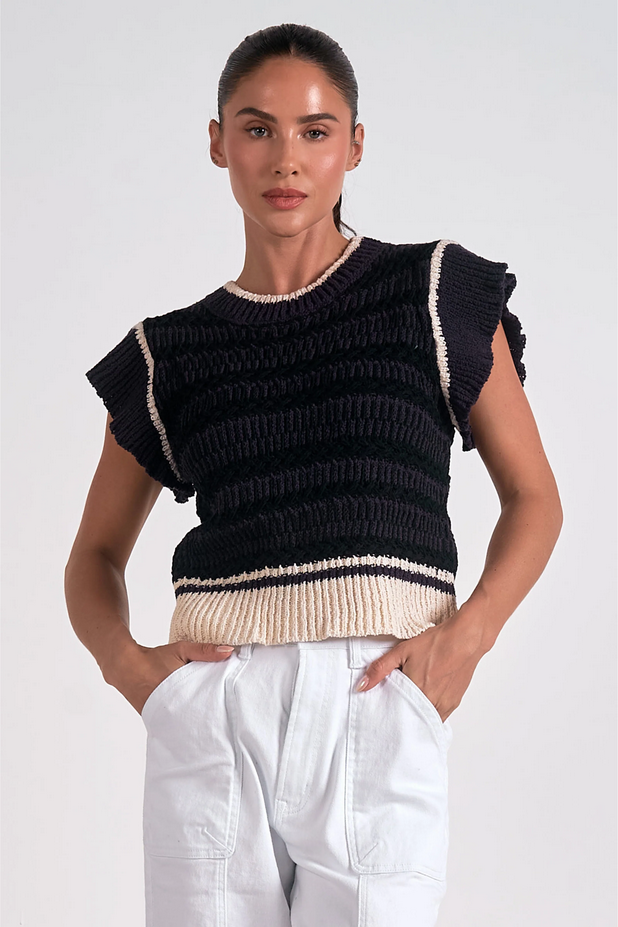 Ruby & Jenna Women's Flutter Cap Sleeve Sweater