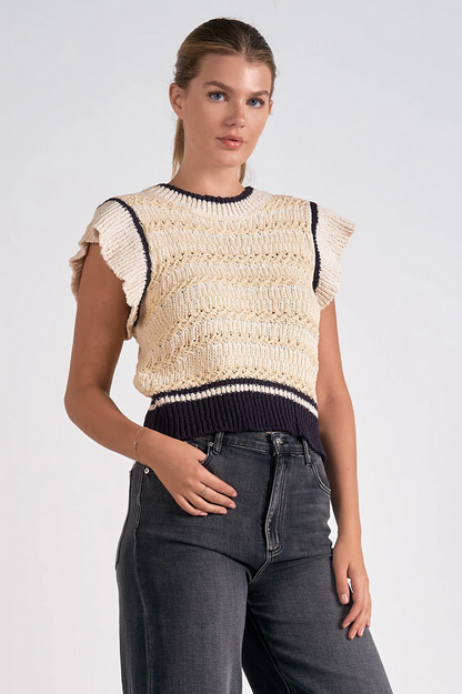 Ruby & Jenna Women's Flutter Cap Sleeve Sweater