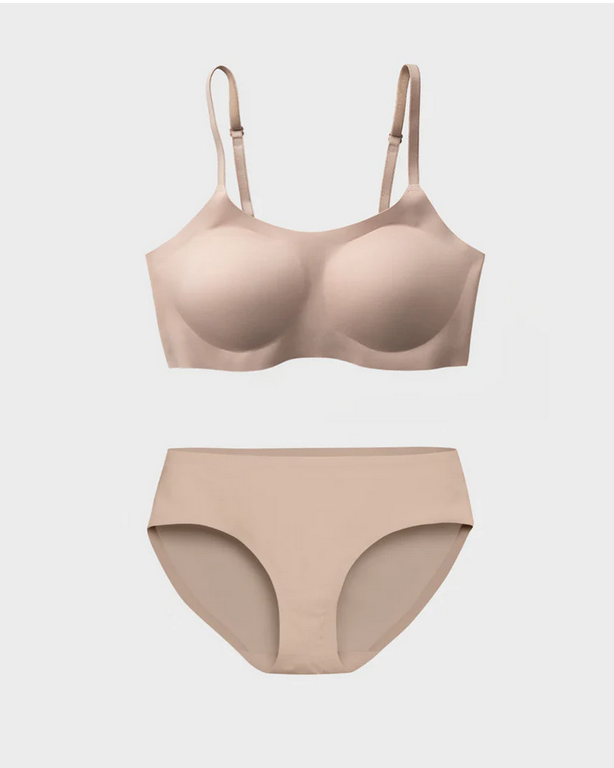 EBY Bra & Panty Set - Seamless Support Bralette & Brief set in Nude