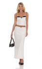 Lucy in the Sky Satin Lace Two Piece Maxi Set in White