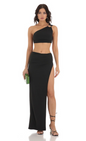 Lucy in the Sky One Shoulder Two Piece Set in Black