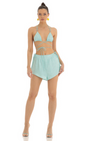 Lucy in the Sky Satin Marble Two Piece Short Set in Blue
