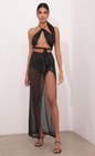 Lucy in the Sky Ruched Sequin Set in Black
