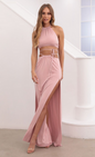 Lucy in the Sky Ruched Halter Set in Dusty Pink