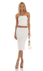 Lucy in the Sky Mesh Ruched Two Piece Set in White