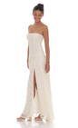 Lucy in the Sky Lace Sequin Drop Waist Maxi Dress in Cream