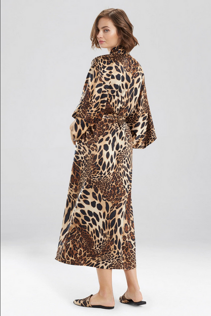 NATORI Luxe Leopard Robe - Chestnut