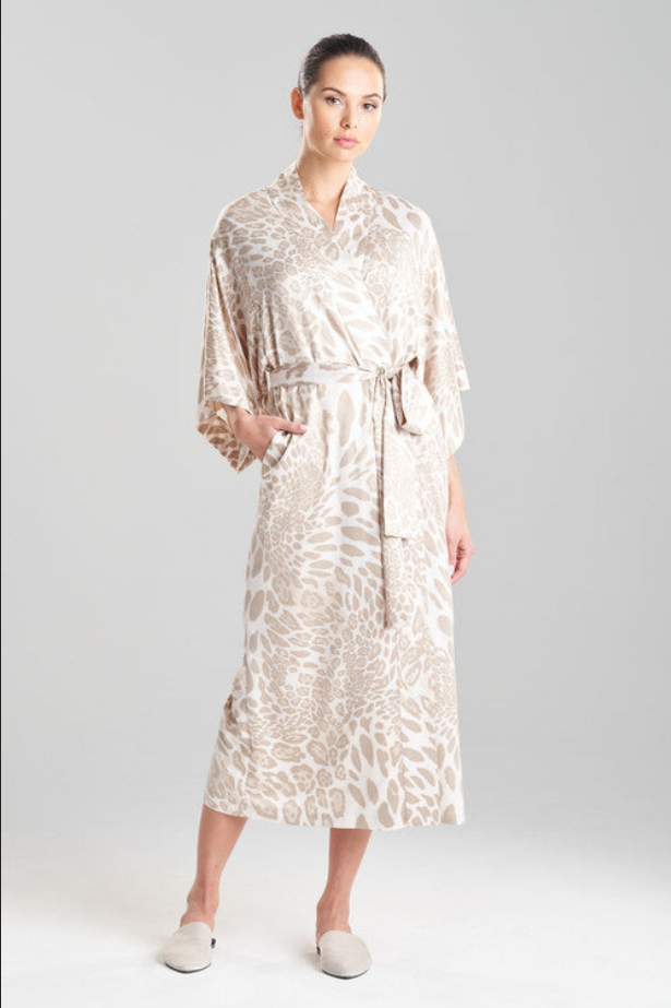 NATORI Luxe Leopard Robe - Sand Taupe