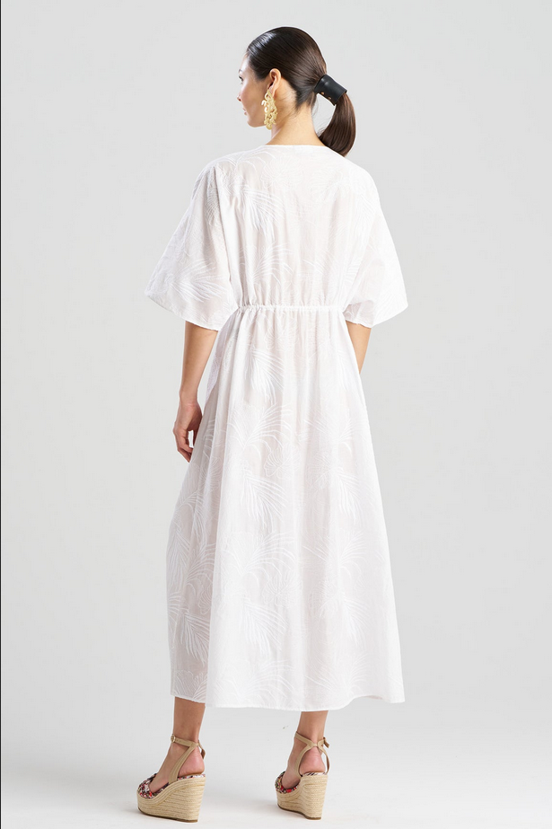 NATORI Palm Caftan Dress - White