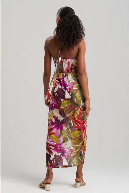 NATORI Rainforest Cotton Maxi Halter Dress