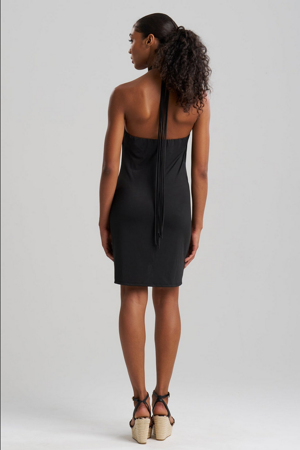 NATORI Solid Jersey Mini Halter Dress