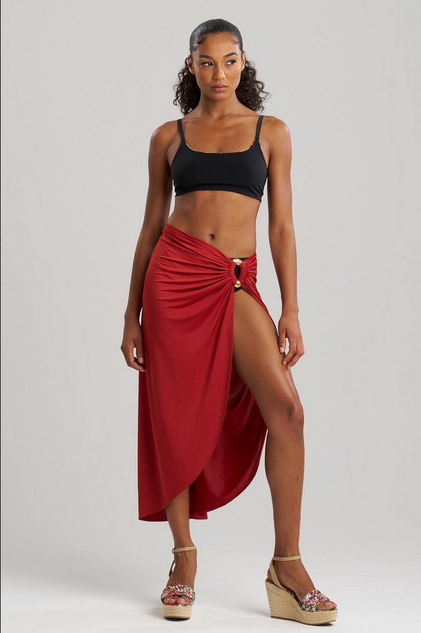 NATORI Solid Jersey Pareo - Spicy Red