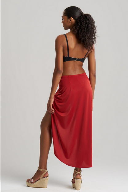 NATORI Solid Jersey Pareo - Spicy Red