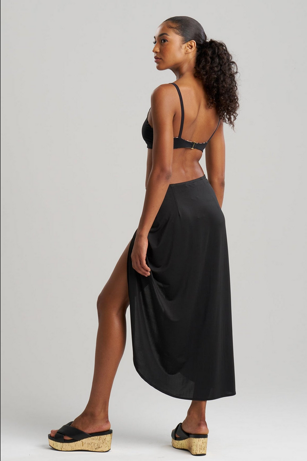 NATORI Solid Jersey Pareo - Black