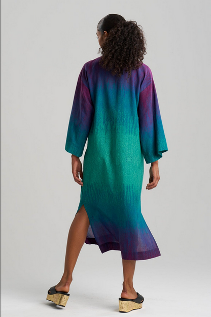 NATORI Ombre Printed Gauze Beaded Caftan
