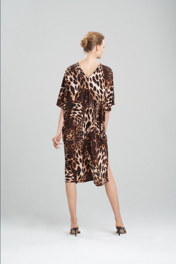 NATORI Leopard Jersey Caftan - natural