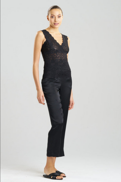 NATORI Rose Parfait Allover Lace Tank - Black