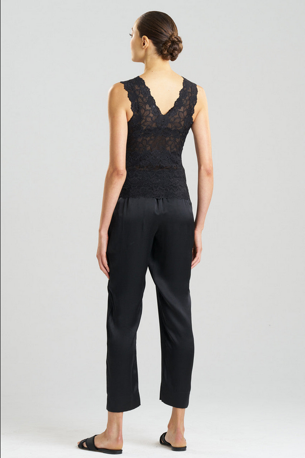 NATORI Rose Parfait Allover Lace Tank - Black