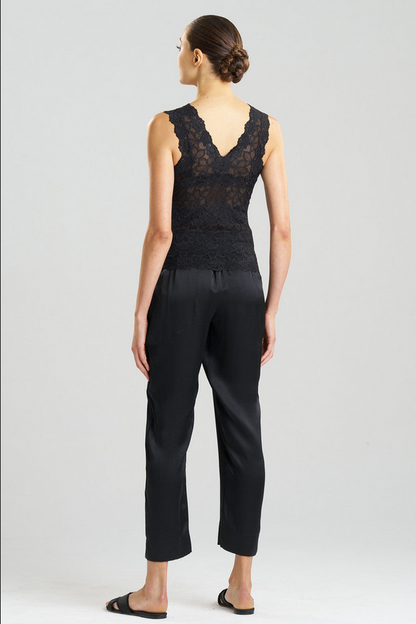 NATORI Rose Parfait Allover Lace Tank - Black