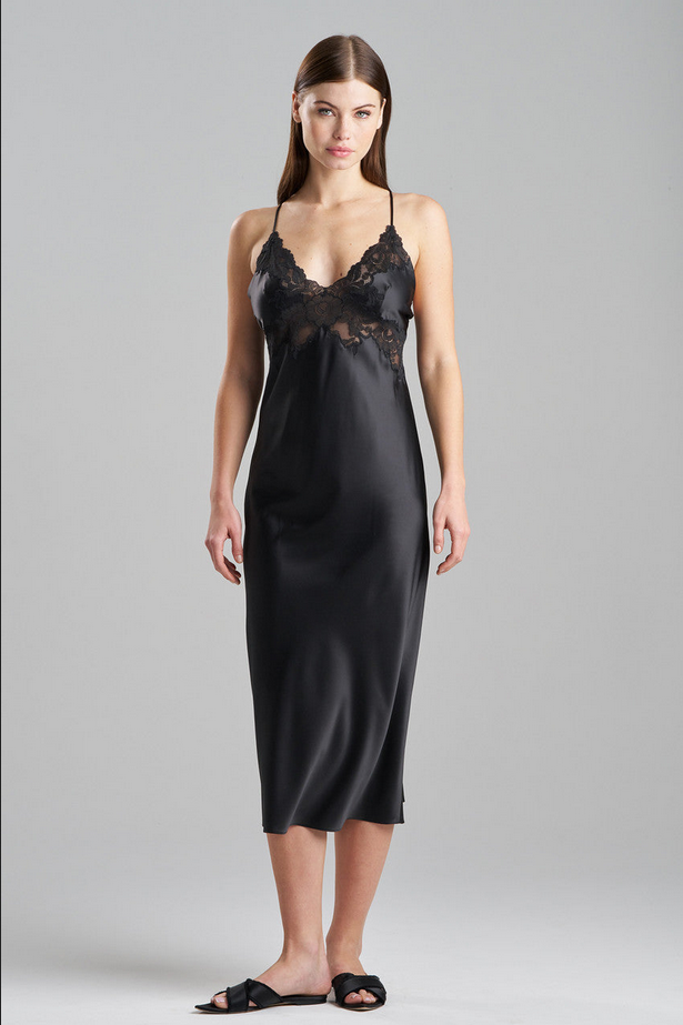 NATORI Peony Glamour Slip Dress - Black