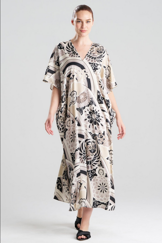 NATORI Medallion V-Neck Caftan