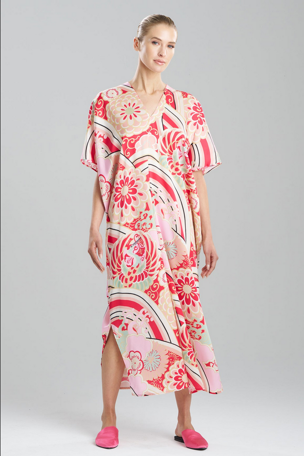 NATORI Medallion V-Neck Caftan
