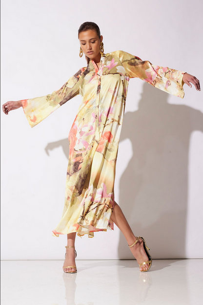 NATORI Floral Garden Zip Caftan
