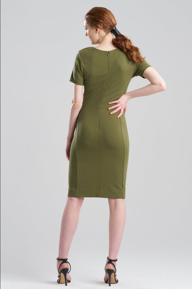 NATORI Ponte Knit Front Tie Sheath Dress